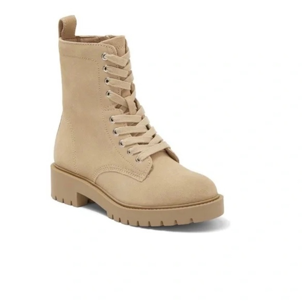 Steve Madden Beige Lace-Up Combat Boots